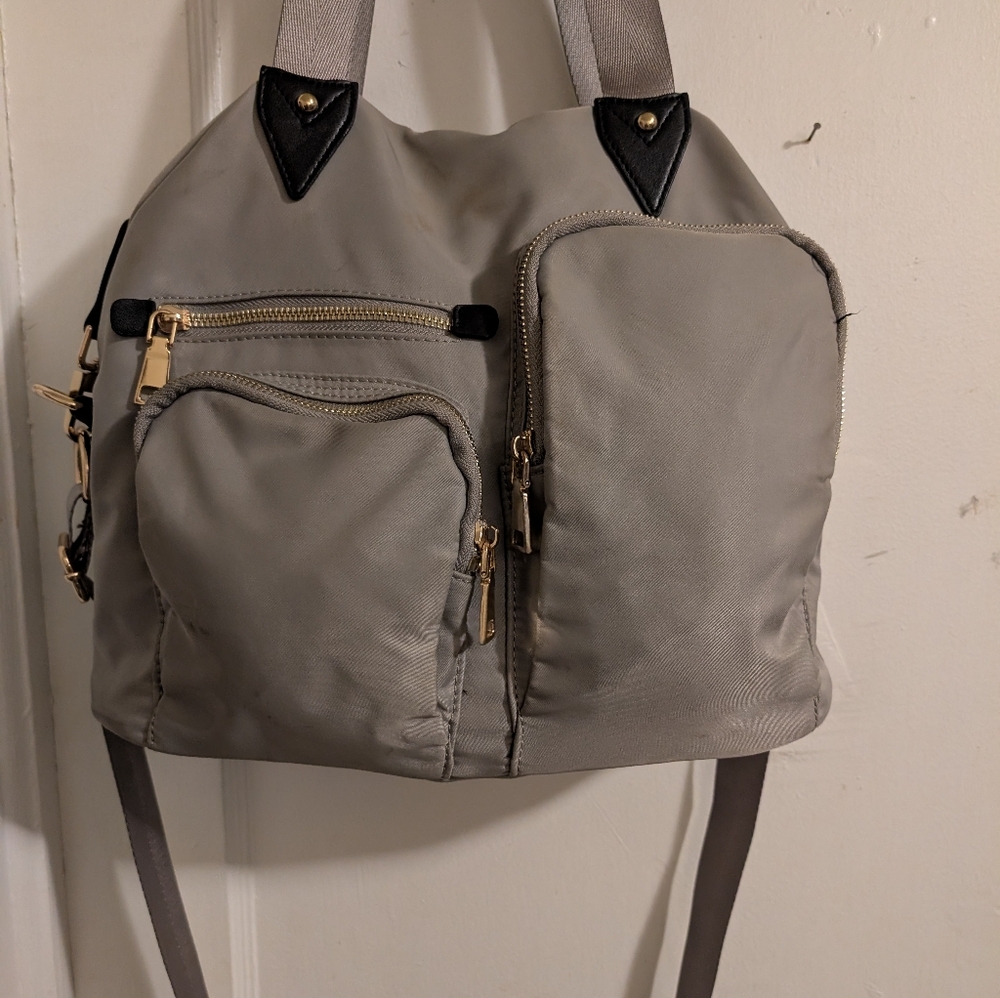 Urban Expressions Stylish Gray Crossbody with goldtone hardware accents